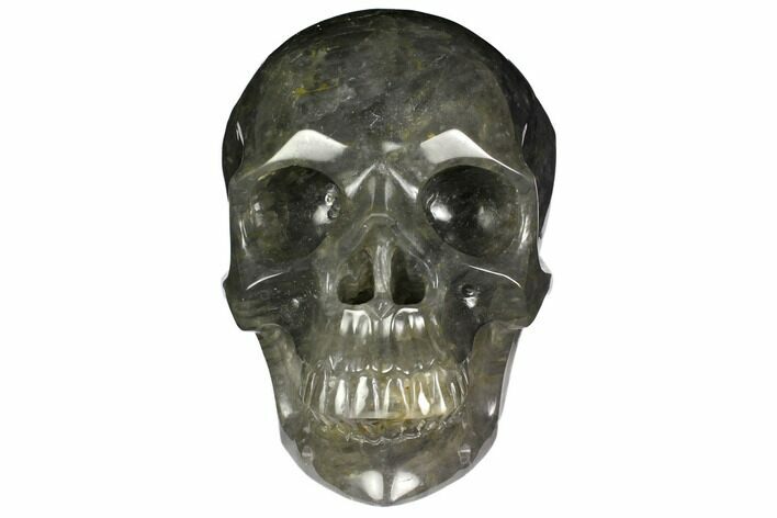 Carved, Grey Smoky Quartz Crystal Skull #151211